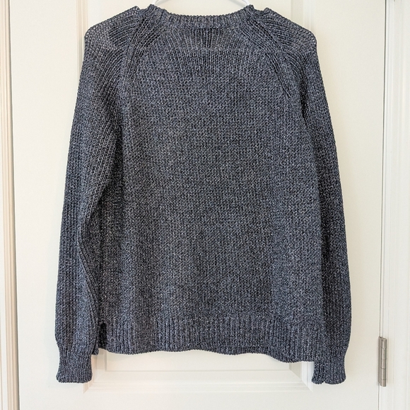 J. Crew, Women's Size Medium, Metallic Side Split Sweater, Blue/Gray - Picture 3 of 5